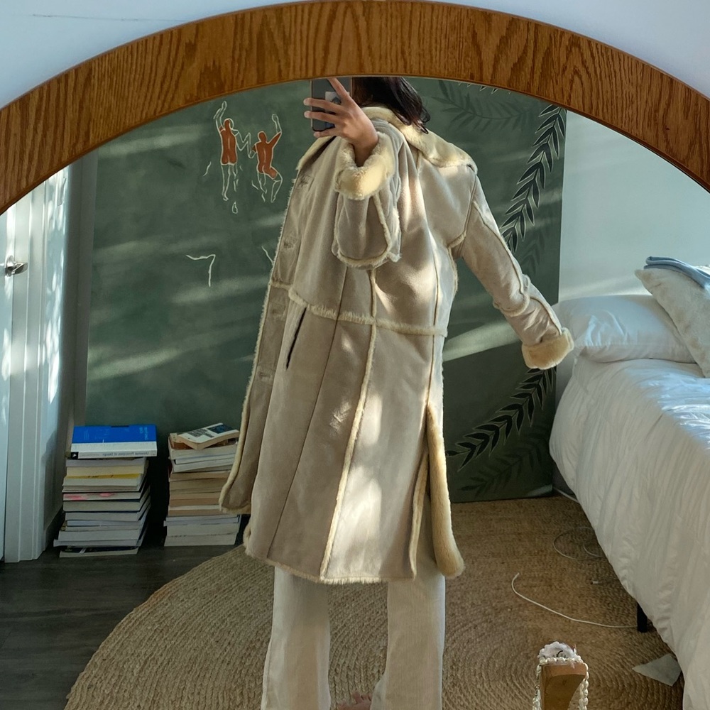 Vintage Authentic Suede Sherpa Lined Long Coat